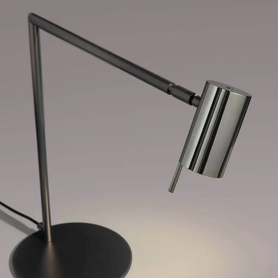 Distinctive VENICEM Rectus table lamp crafted in matt black nickel and polished black nickel metal with a satin finish
