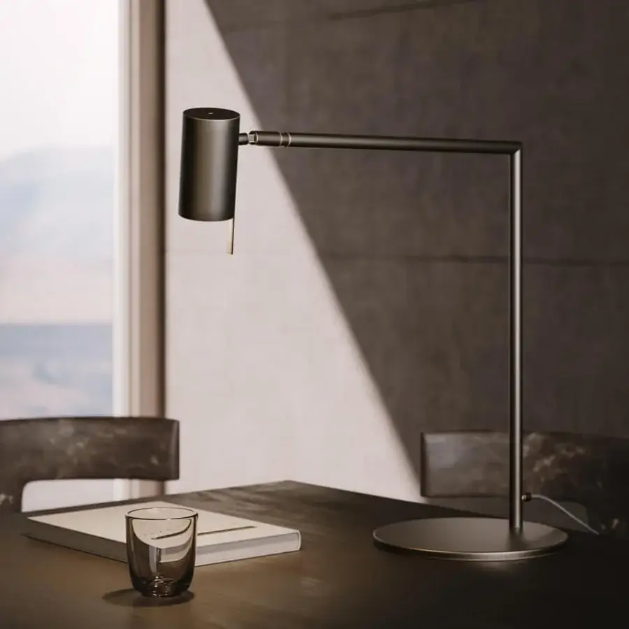 Distinguished VENICEM Rectus table lamp crafted in metal with a refined matt black nickel finish and sleek directional illumination
