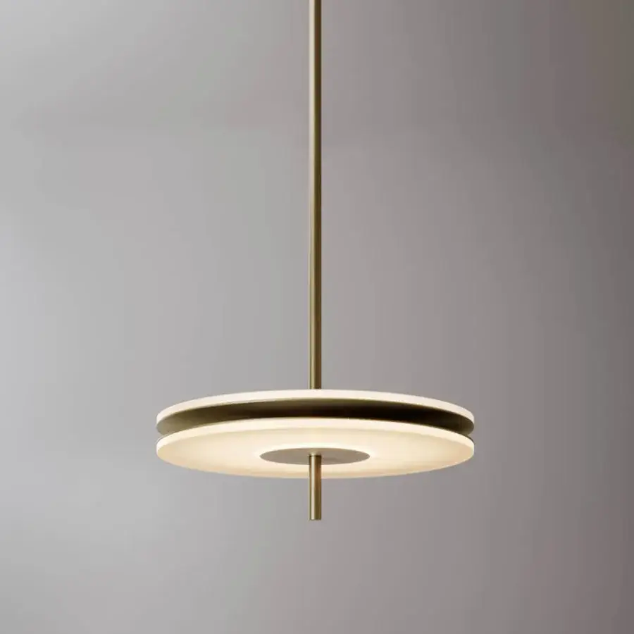 Innovative VENICEM Soul Suspension Lamp lighting fixture with light burnished brass and refined white satin glass diffusers