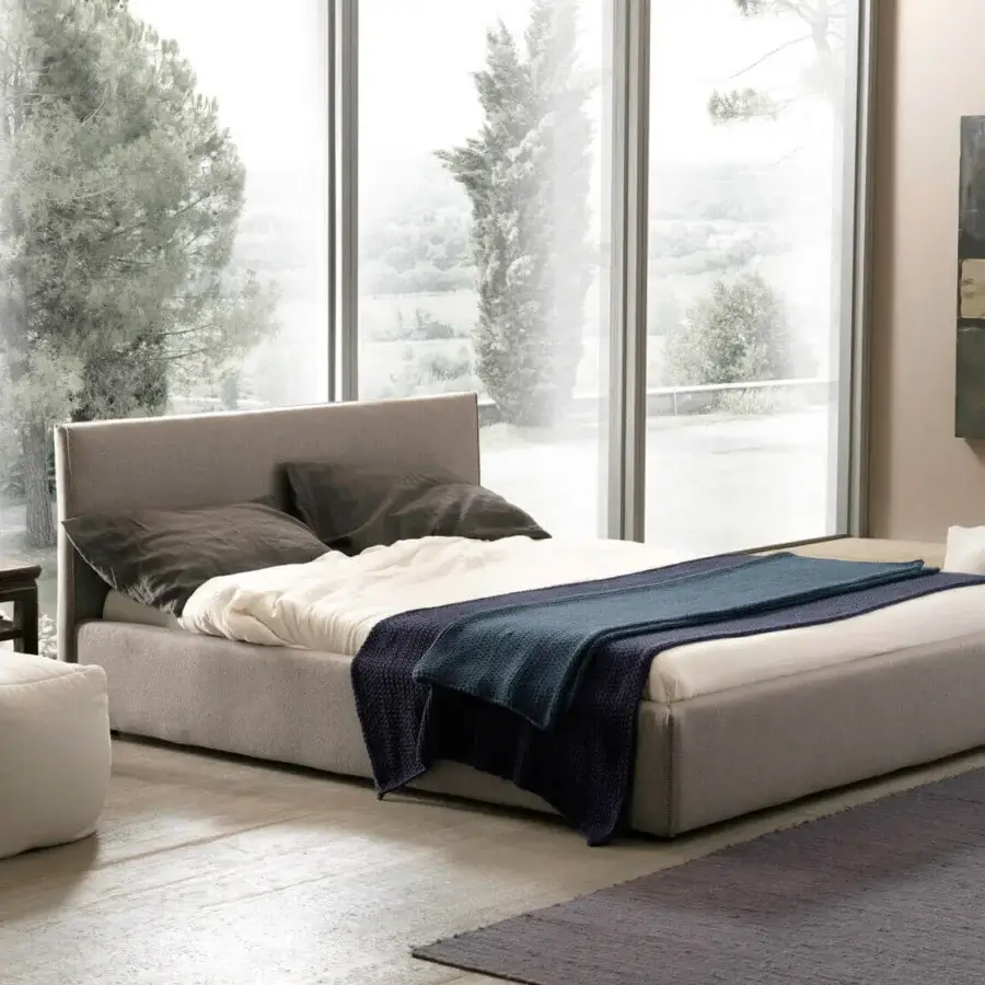 Superior Bolzan Letti Soft Ottoman pouf with removable off-white fabric and soft polystyrene interior crafted with a smooth finish