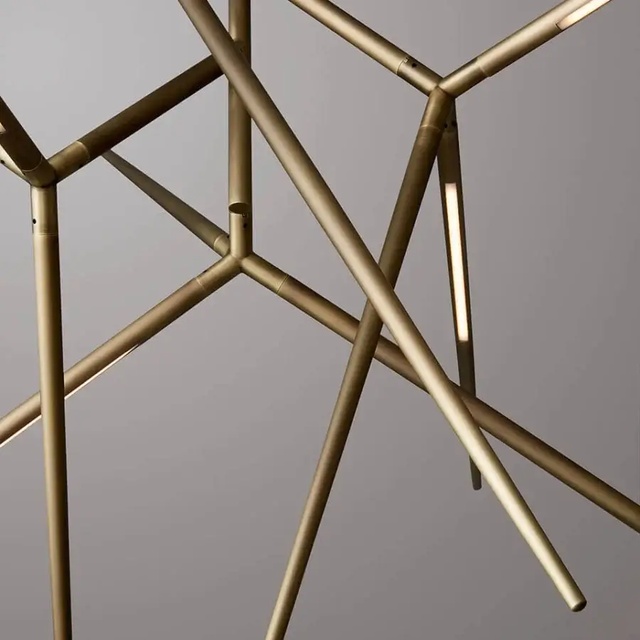 Innovative VENICEM Spear Chandelier ceiling lamp crafted with integrated strip LED lighting in burnished brass
