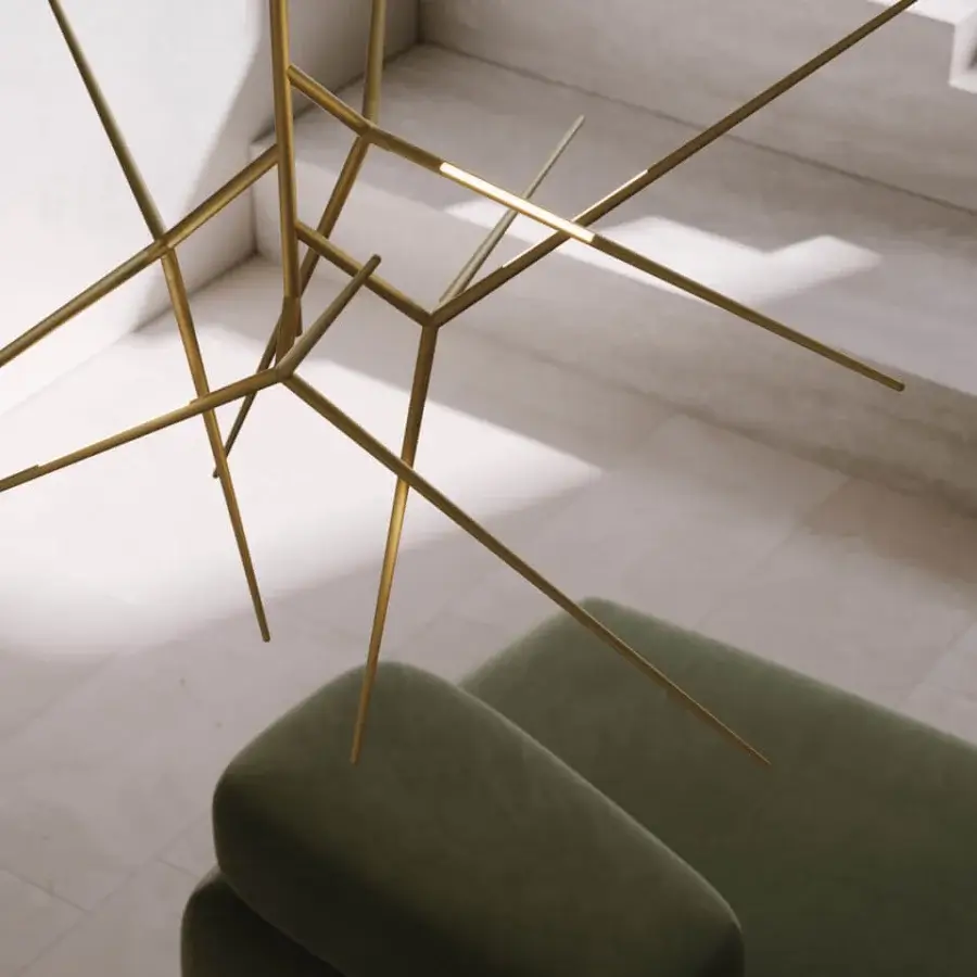 Distinguished VENICEM Spear Chandelier ceiling lamp with a dynamic starburst silhouette in burnished brass metal structure