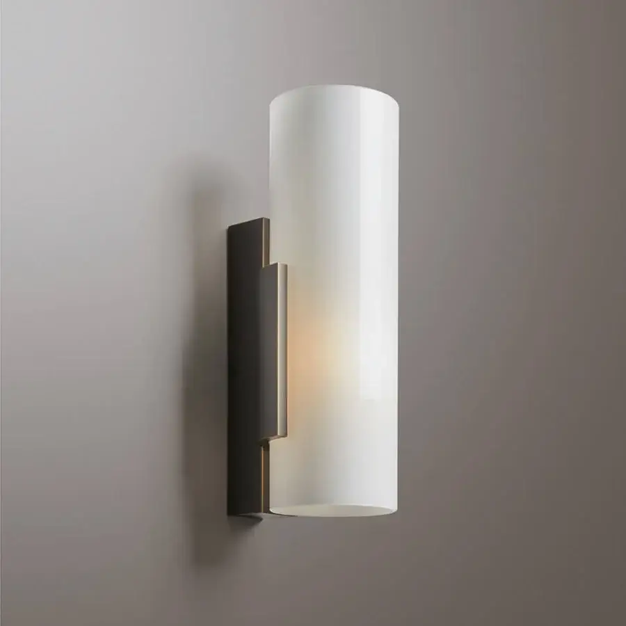 Exceptional VENICEM wall lamp with bright white satin glass diffusers and dark burnished brass metal construction
