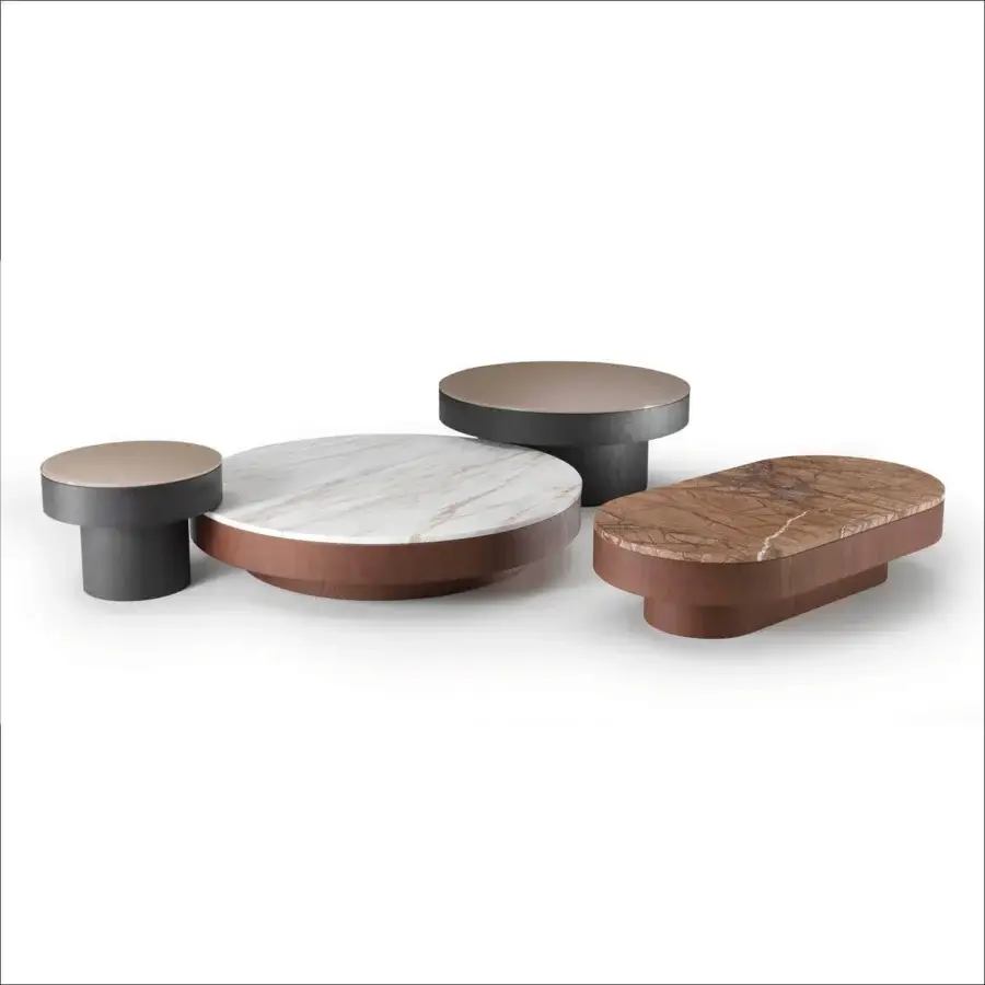 Superior 4 Mariani Dot table with forest brown marble top and graphite stained ash base crafted with polished surfaces