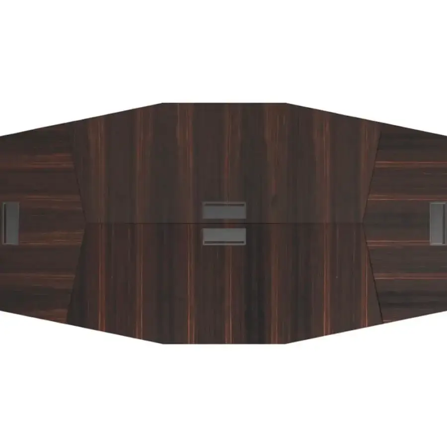 Distinguished 4 Mariani Euclideo conference table with dark brown wood veneer and satin finish, built in connectivity ports