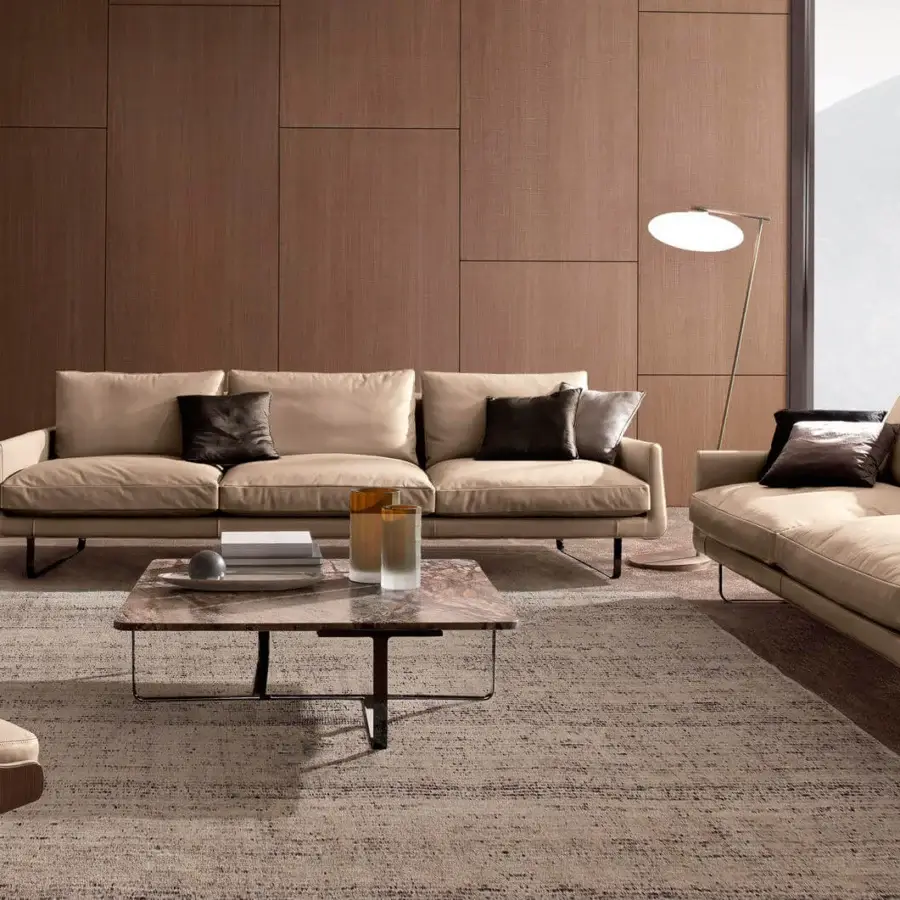 Sophisticated 4 Mariani Joshua coffee and side table with rectangular marble top and sleek dark-toned steel frame