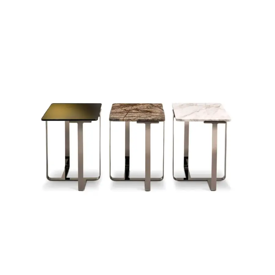 Distinguished 4 Mariani Joshua coffee and side table with bronzed glass tabletop and dark metal frame in glossy finish
