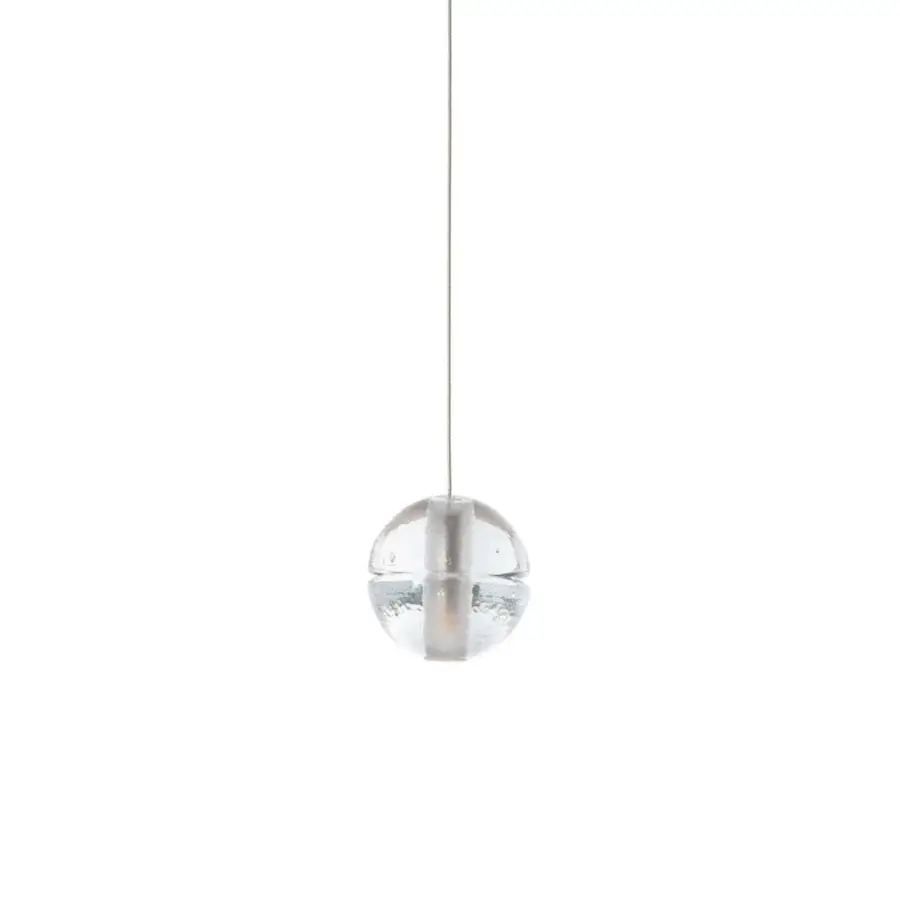 Distinguished Bocci 14 Single Pendant suspension lamp with clear cast glass and silver-toned cable