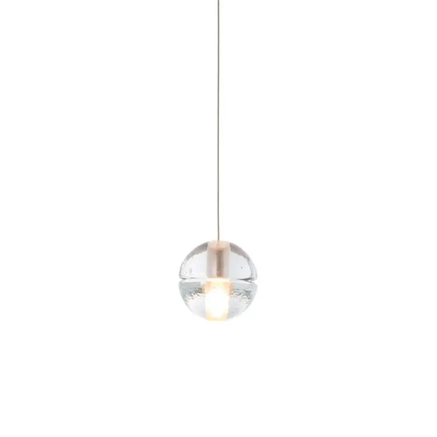 Elegant Bocci 14 Single Pendant suspension lamp with clear cast glass and satin metallic fixture