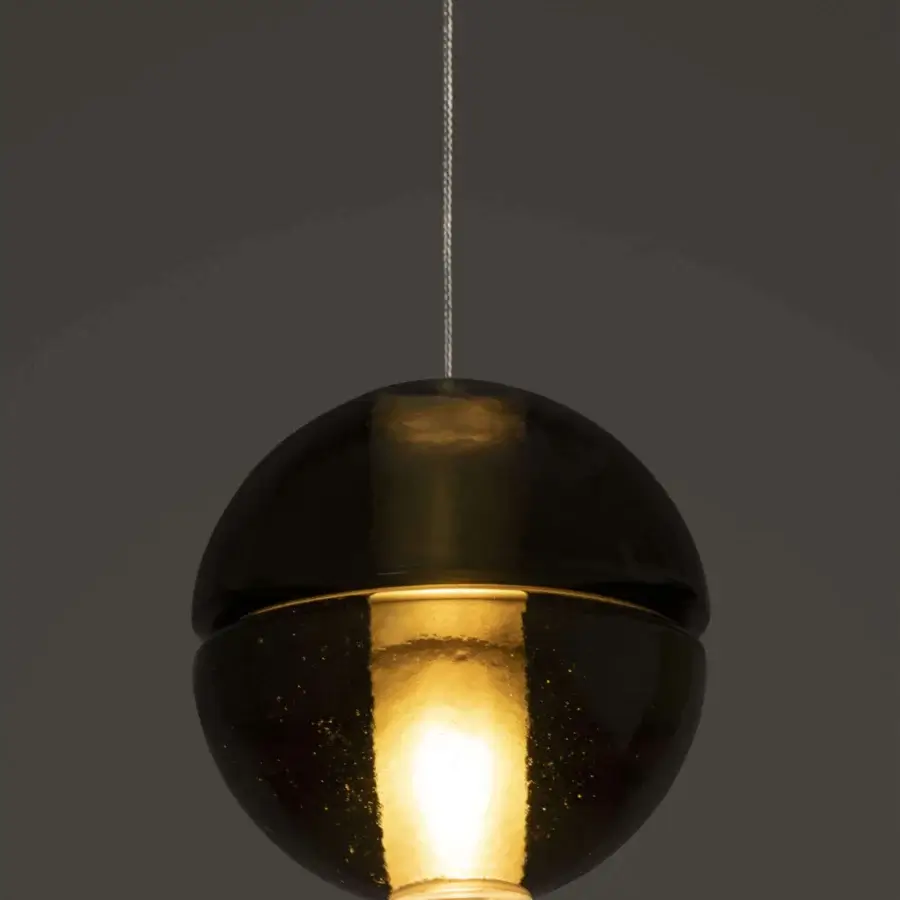 Captivating Bocci 14 Single Pendant suspension lamp with smoked grey cast glass and glossy surface