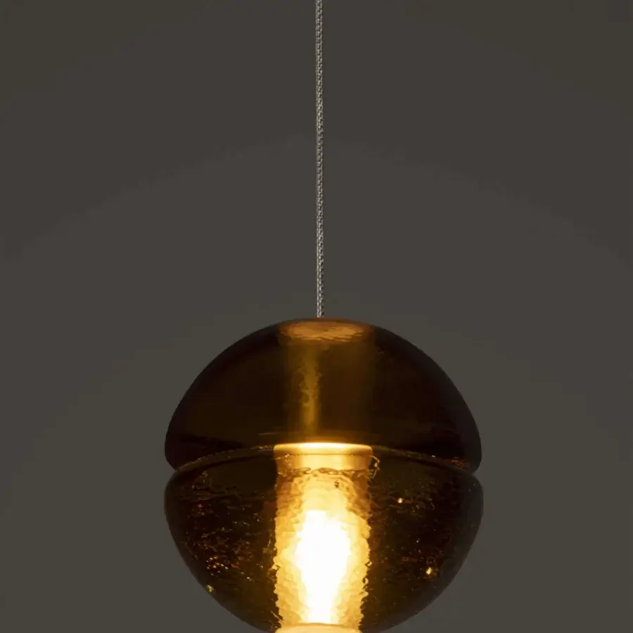 Superior Bocci 14 Single Pendant suspension lamp with golden-bronze cast glass and matte reflective finish