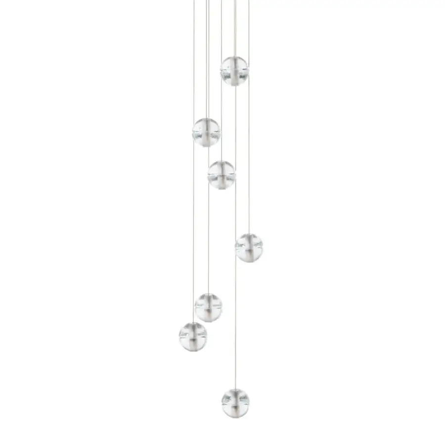 Superior Bocci 14 Random suspension lamp with articulated cast glass spheres and satin-finish metallic cables