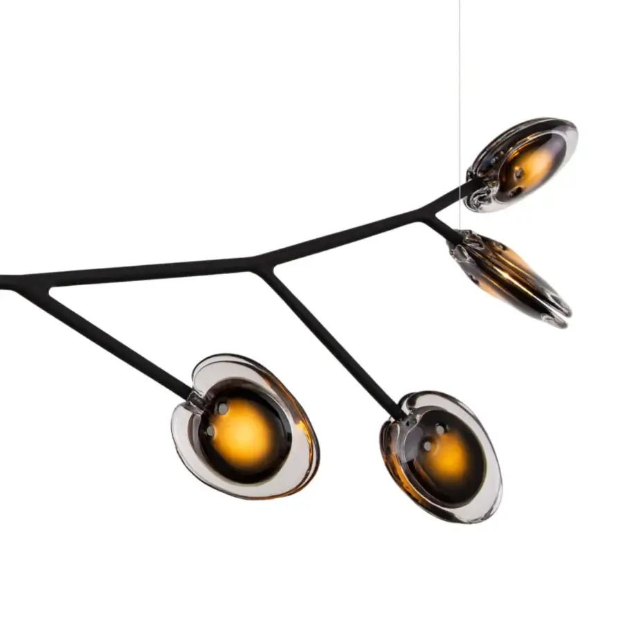 Distinguished Bocci 16 Armature ceiling lamp with uniquely layered glass shades and soft-touch matt black steel armature system
