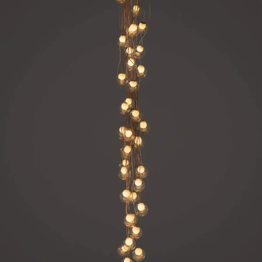 Exclusive Bocci 28 Copper suspension lamp with clear glass spheres and milk white interior lamp holders in natural copper with a matte finish