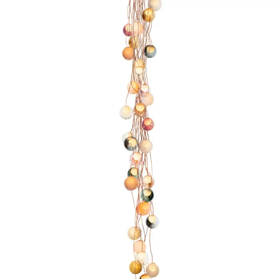 Exceptional Bocci 28 Copper suspension lamp with translucent amber, peach and pale blue glass spheres and natural copper wiring