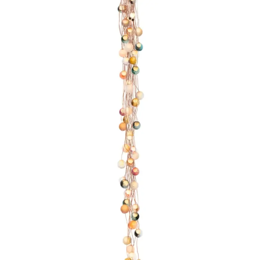 Elegant Bocci 28 Copper suspension lamp crafted in glass spheres with natural copper wires and amber, teal, pale pink shades