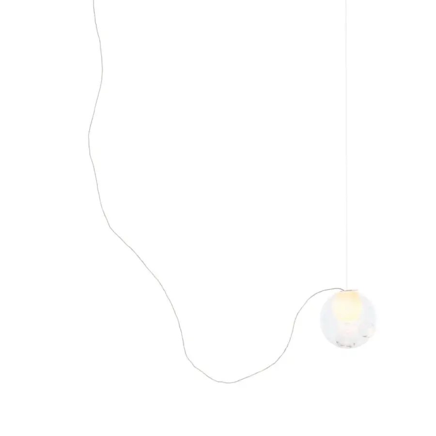 Exceptional Bocci 28 single sculptural lamp with clear glass exterior and milk white interior crafted with a matte finish