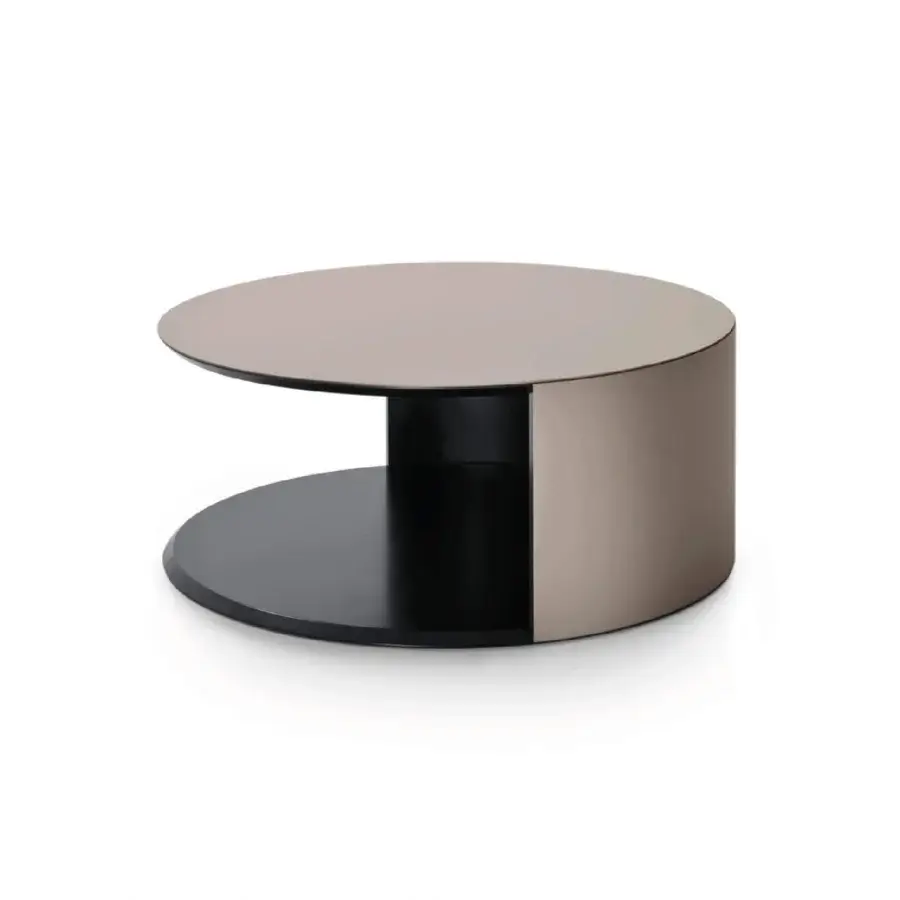 Exclusive 4 Mariani Papier coffee and side table with rounded form and bronze-toned satin-finish metal with dark wood detailing