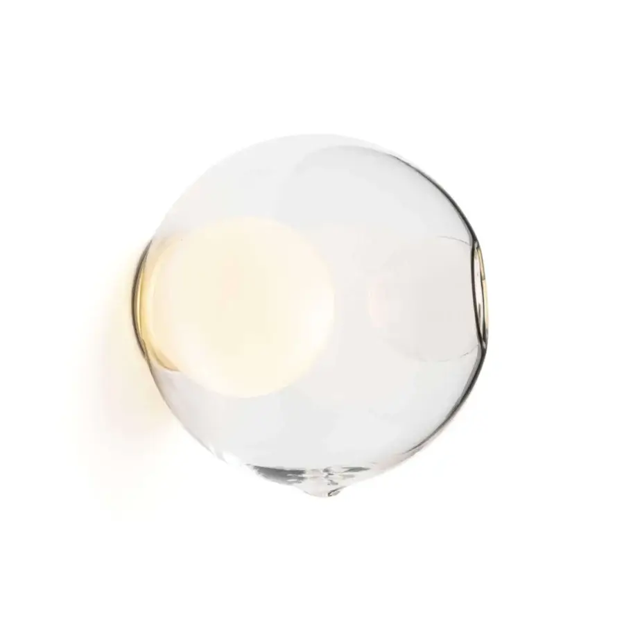 Distinguished Bocci 28s lamp crafted in clear glass with a milk white interior and satin metal mounting plate