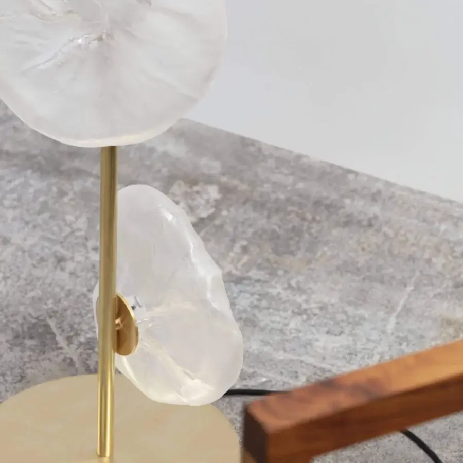 Captivating Bocci 73 Stem Floor Lamp with translucent whitish shades and a brass-toned satin metal base