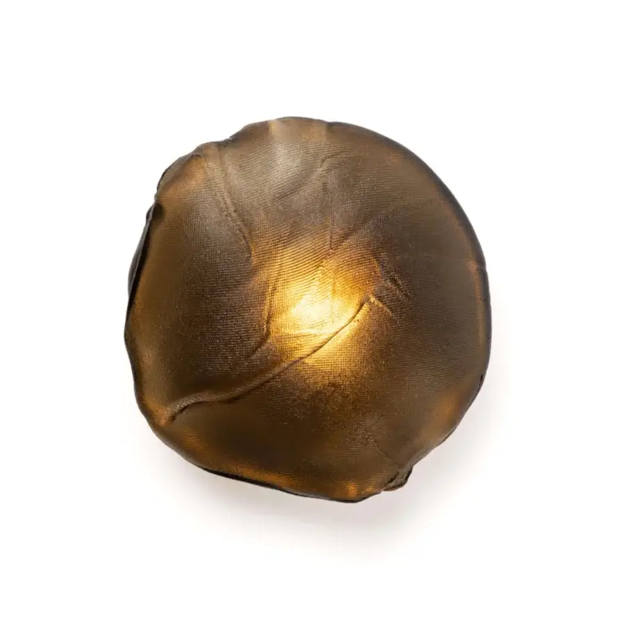 Superior Bocci 73 wall/ceiling lamp with hand-blown glass pendants housed within golden-bronze ceramic fabric and integrated LED bulbs