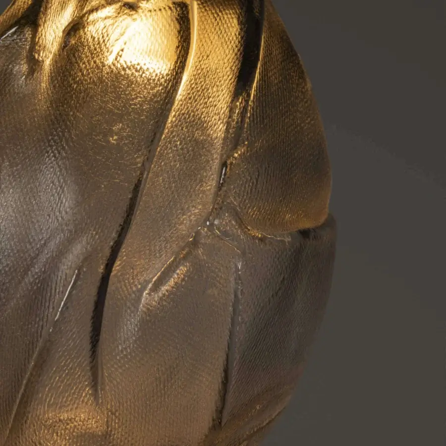 Captivating Bocci 73V single suspension lamp crafted in golden glass with a satin finish and petal-like segments