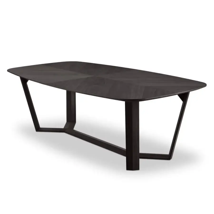 Distinguished 4 Mariani Way table with sleek lines and angled base crafted in dark muted gray wood finish