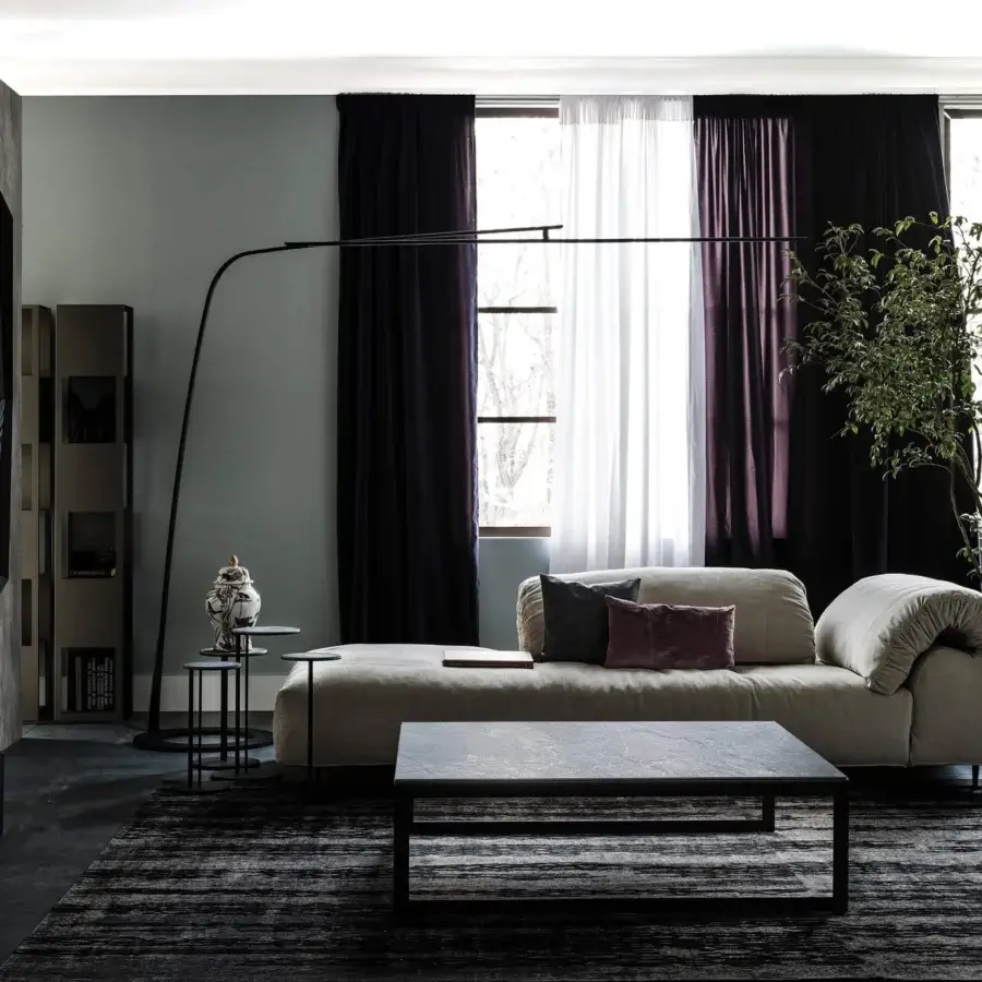 Exclusive Cattelan Italia Stealth floor lamp with titanium embossed lacquered steel and matte black finish