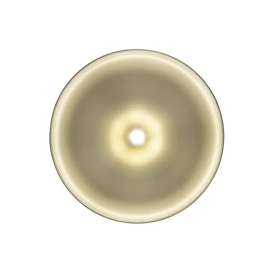 Lavish Reflex Accademia side table with round light gold Murano glass form and brass support crafted with a glossy finish