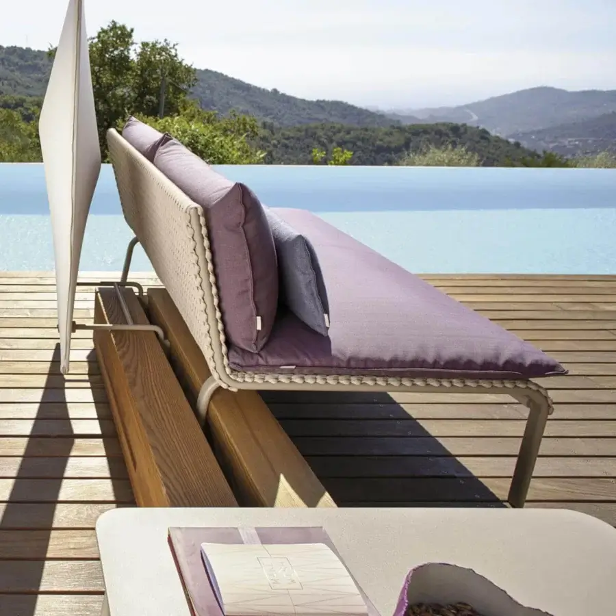 Elegant Roberti Rattan Key West coffee table with Cipria powder-coated aluminum and a balanced, minimalist design