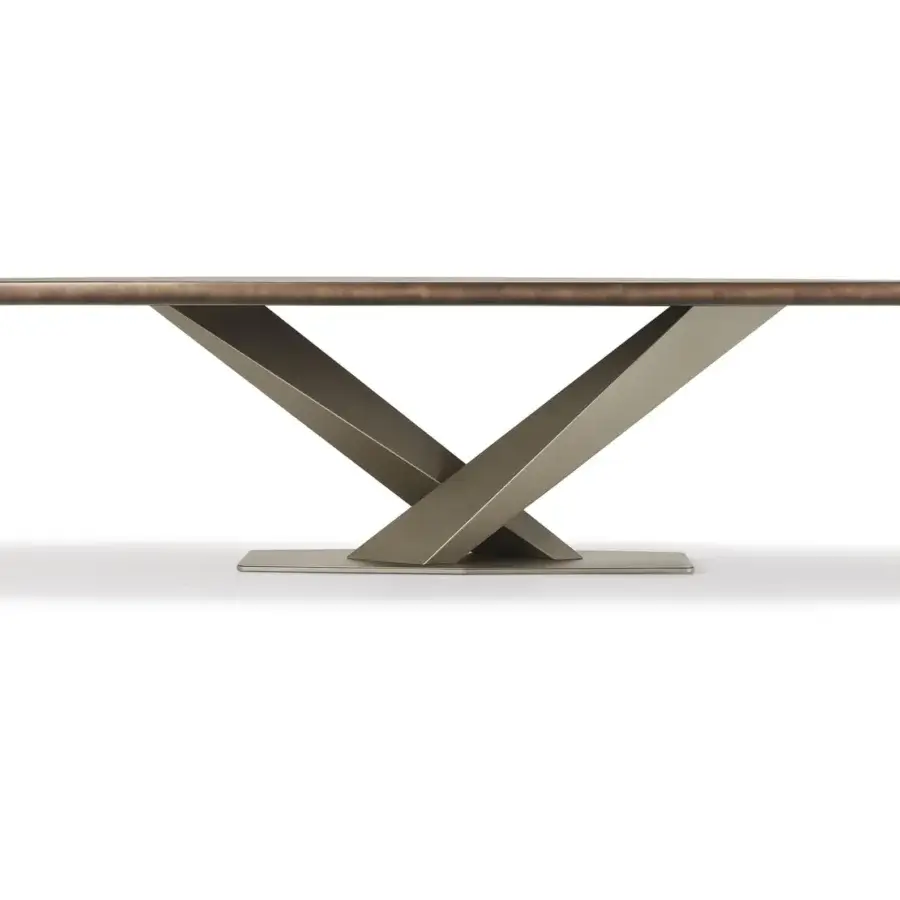 Sophisticated Cattelan Italia Stratos Keramik table with ceramic Marmi top and graphite embossed lacquered steel base