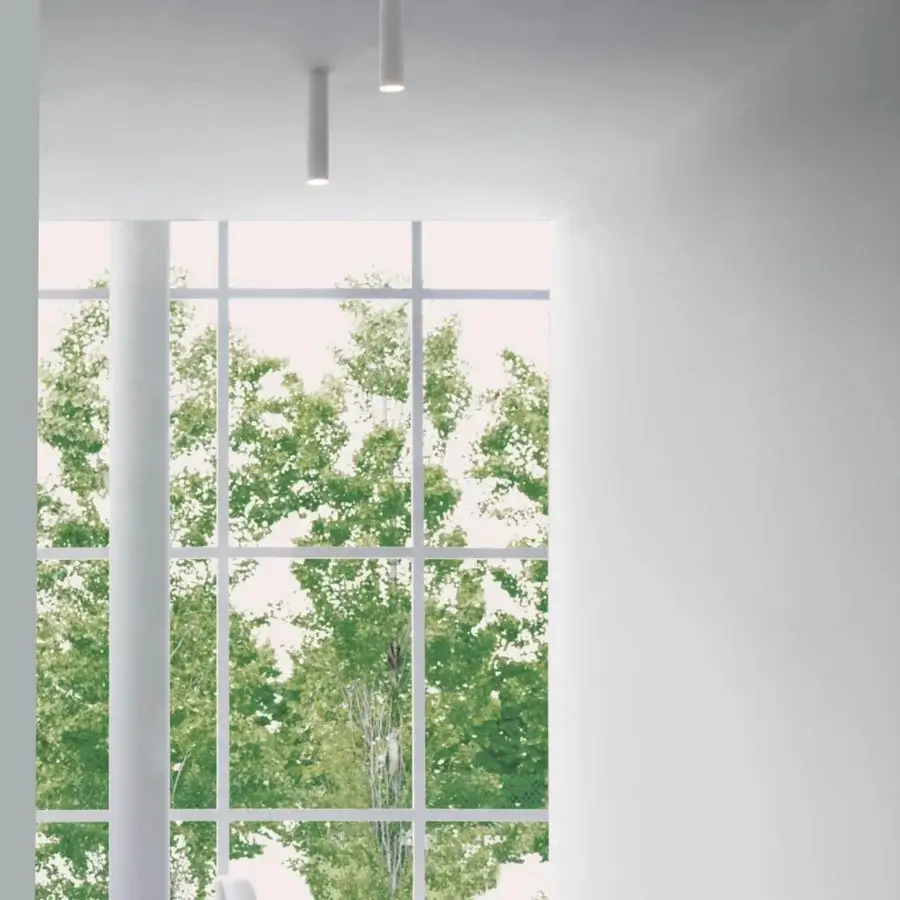 Distinguished Lodes A-Tube ceiling lamp with sleek cylindrical metal structure in modern matte white finish