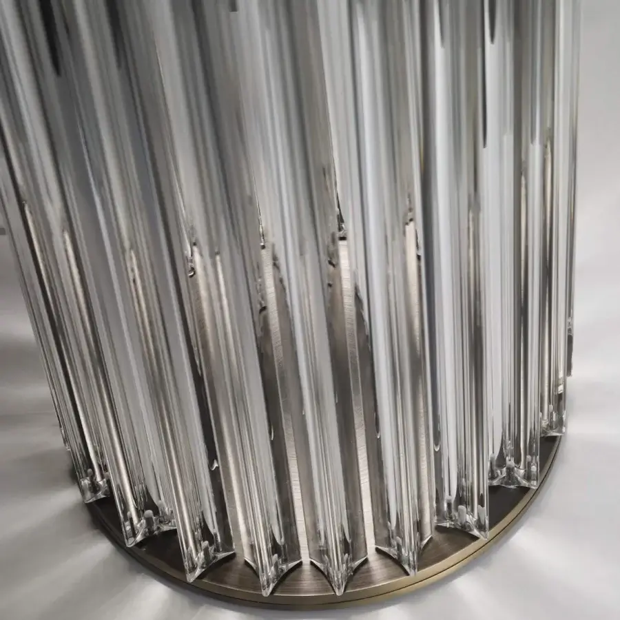 Superior VENICEM Chic floor lamp with a dark bronze striped structure and clear Murano blown glass trihedrons