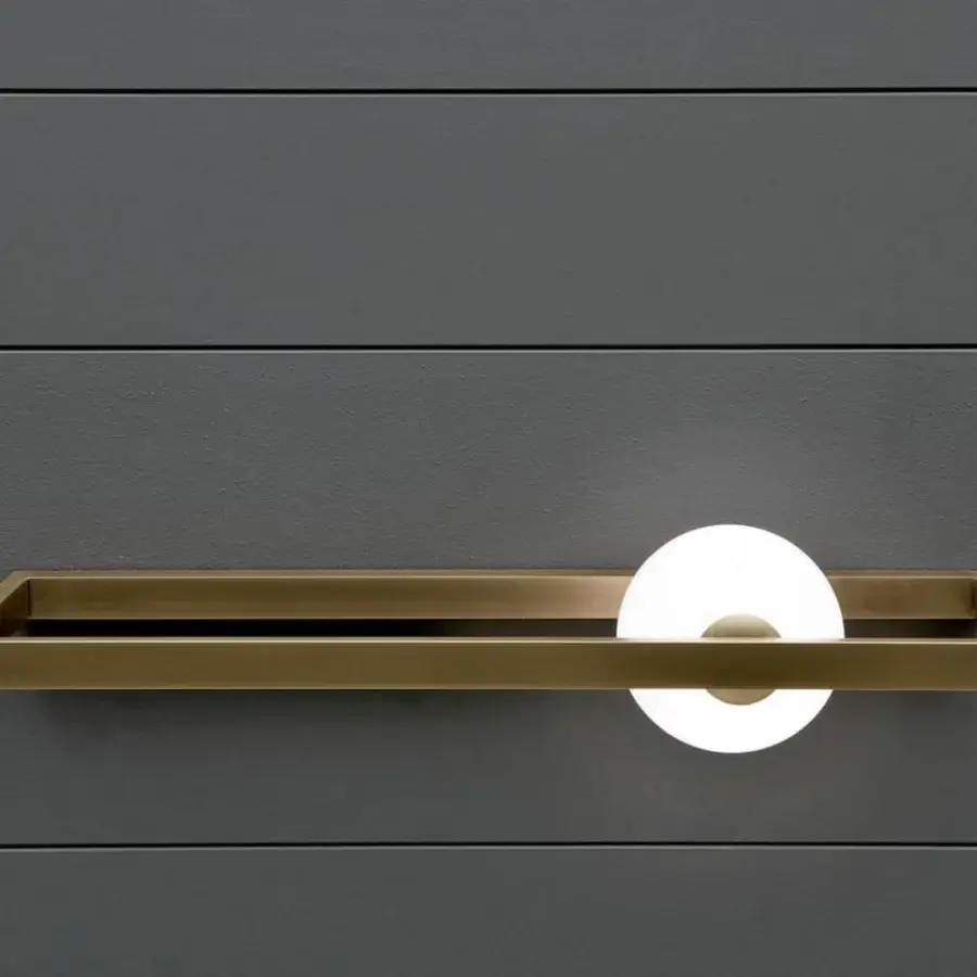 Sophisticated VENICEM Mondrian wall lamp with refined white Murano blown glass and natural burnished brass metal structure