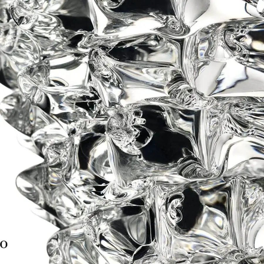 Distinguished Barovier&Toso Ercole lamp crafted in transparent glass with a uniquely textured surface for alluring light diffusion