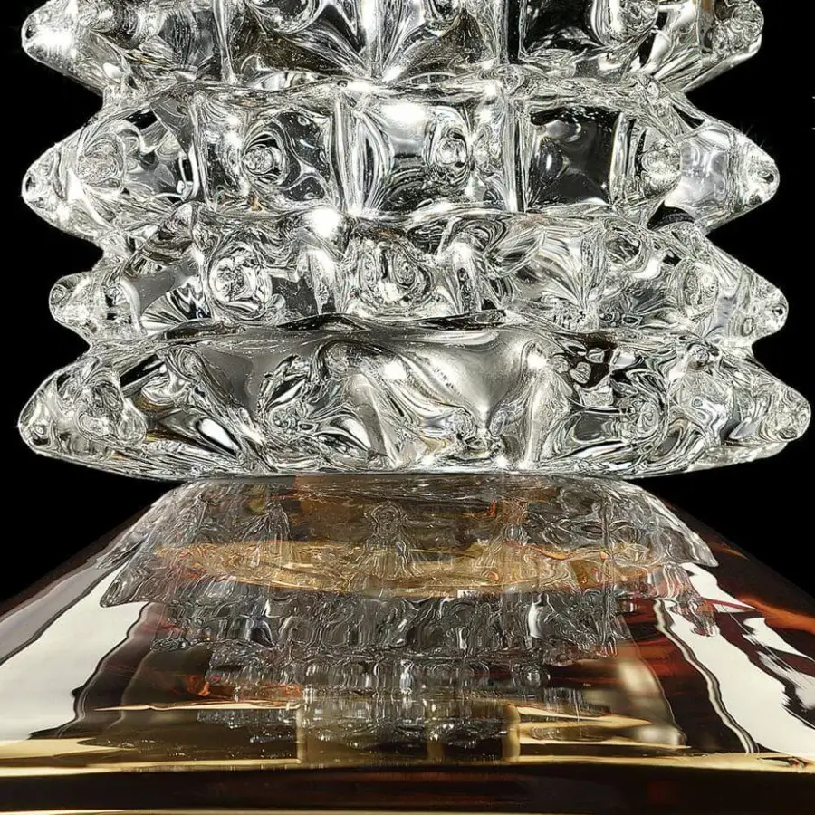 Exceptional Barovier&Toso Rosati chandelier crafted in transparent and amber-toned glass with a glossy finish