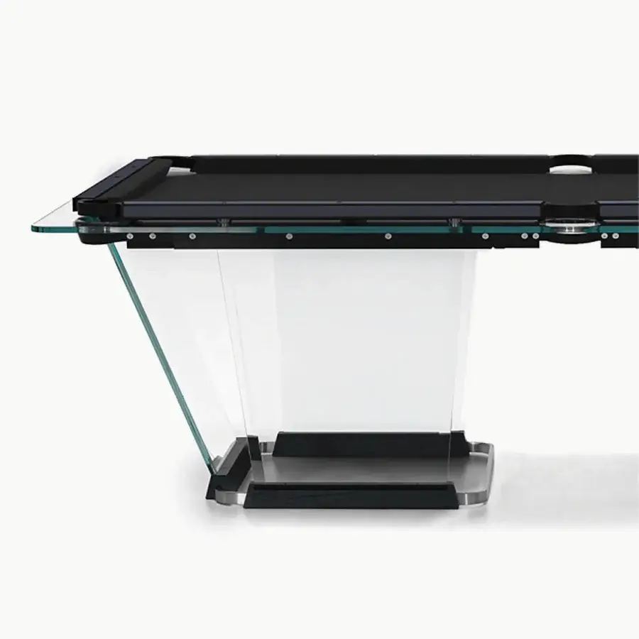 Exceptional Teckell Plano T 1.3 pool table built with solid oak, Alcantara® rails and tempered glass legs