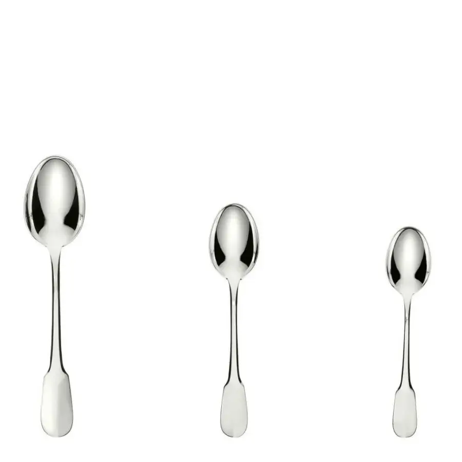 Superior Schiavon Scudo tea/coffee cutlery set crafted from silver-plated alpaca with a highly polished reflective finish