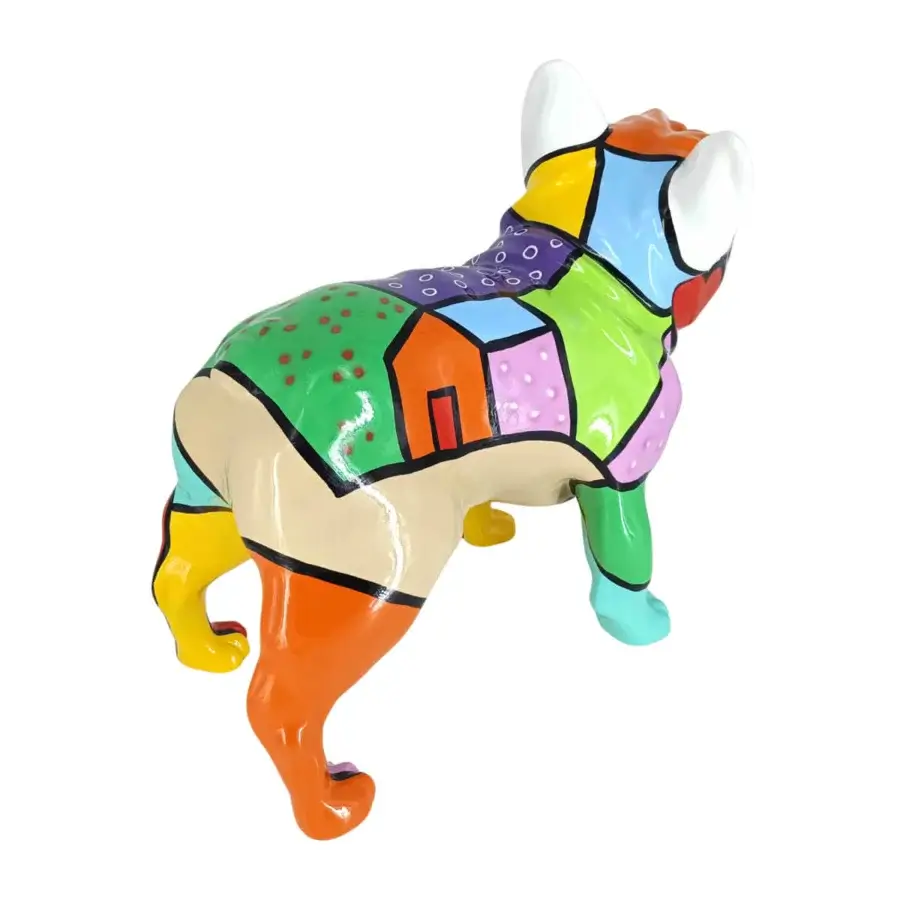 Luxury Juliarte French Bulldog sculpture crafted from stone powder and fiberglass in vibrant colors with a glossy finish