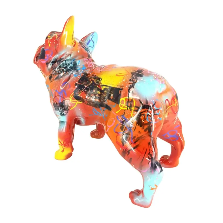 Captivating Juliarte French Bulldog City Graf sculpture crafted from stone powder and fiber glass with glossy finish