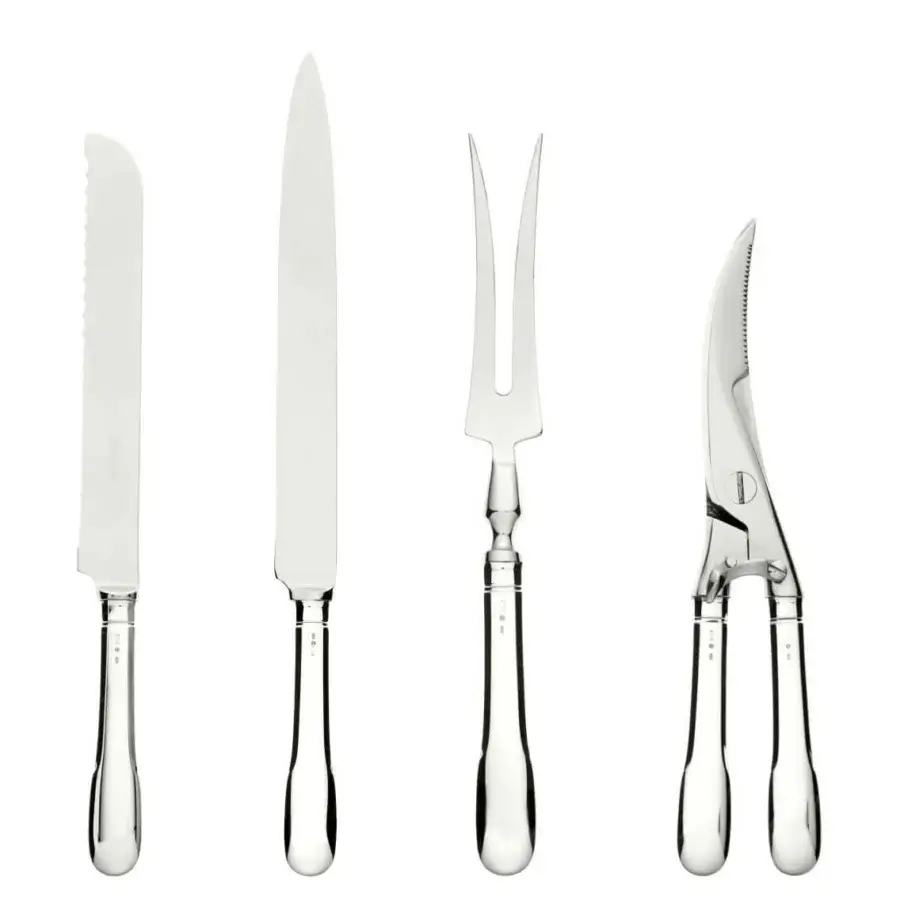 Superior Schiavon Scudo cutlery set crafted from silver-plated alpaca with a highly polished glossy finish