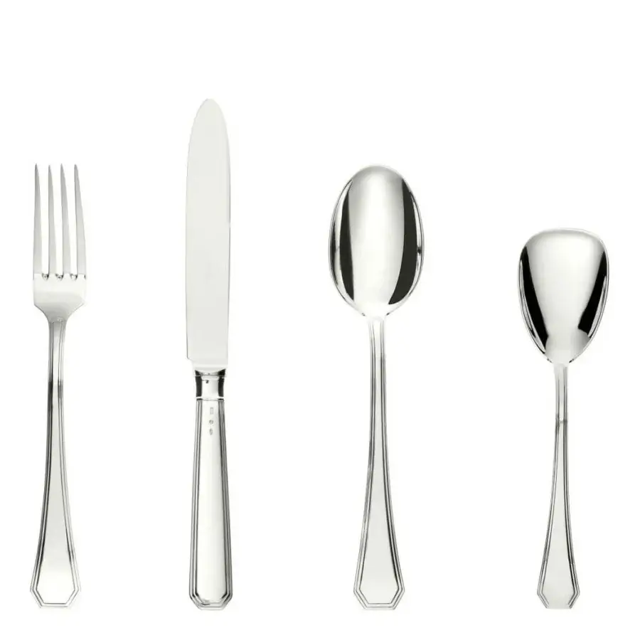 Distinguished Schiavon Ottogonale cutlery set crafted from enduring silver with a polished glossy finish for balanced handling