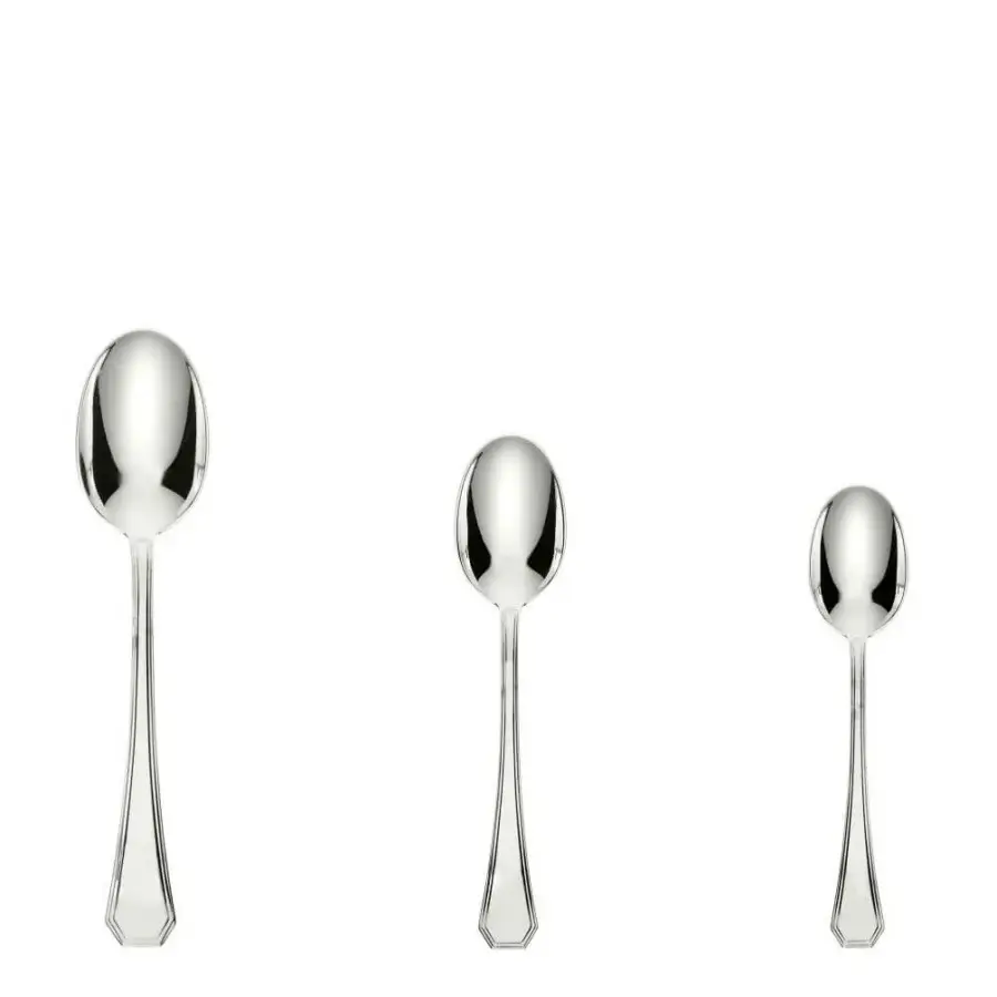 Exceptional Schiavon Ottogonale tea cutlery set crafted in symmetrical silver with a highly polished glossy finish