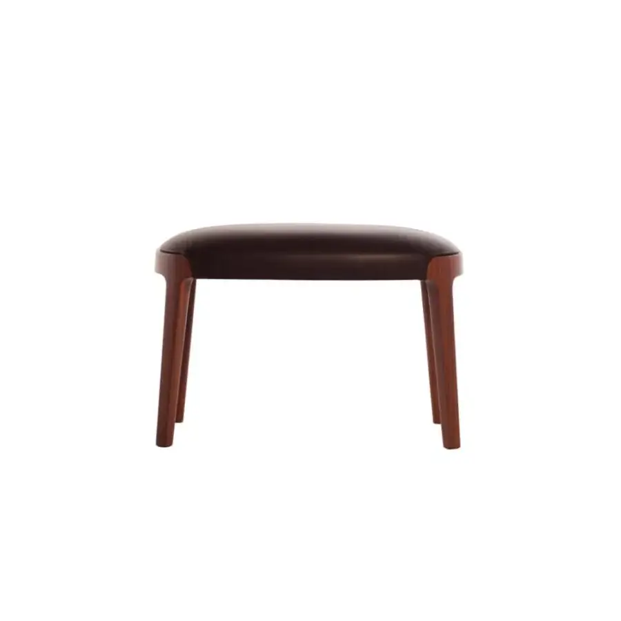 Superior Potocco Velis bench with fully padded dark brown leather and glossy Canaletto walnut frame