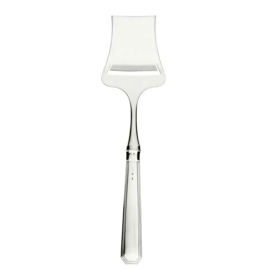 Exclusive Schiavon Ottogonale cheese cutlery crafted with stainless steel blades and silver handles featuring subtle fluting with a hand-finished form