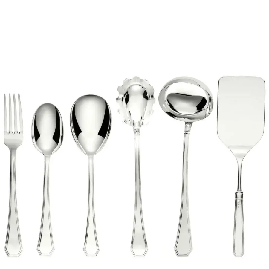 Elegant Schiavon Ottogonale serving cutlery crafted in silver with sleek symmetrical lines and a glossy finish