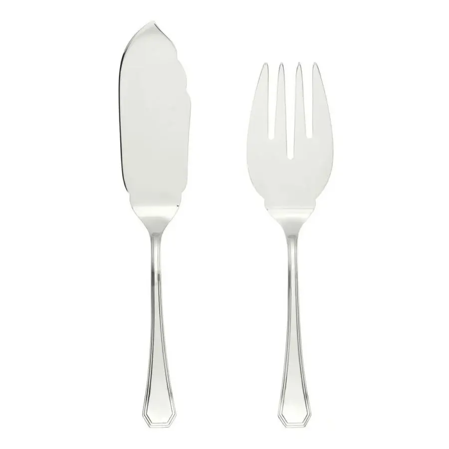 Superior Schiavon Ottogonale fish serving cutlery crafted from enduring silver with a glossy hand finish