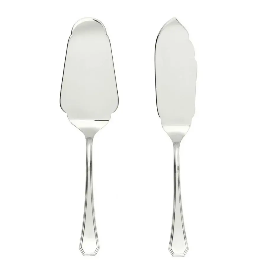 Distinguished Schiavon Ottogonale dessert serving cutlery crafted from enduring silver with a lustrous hand finish in Italy
