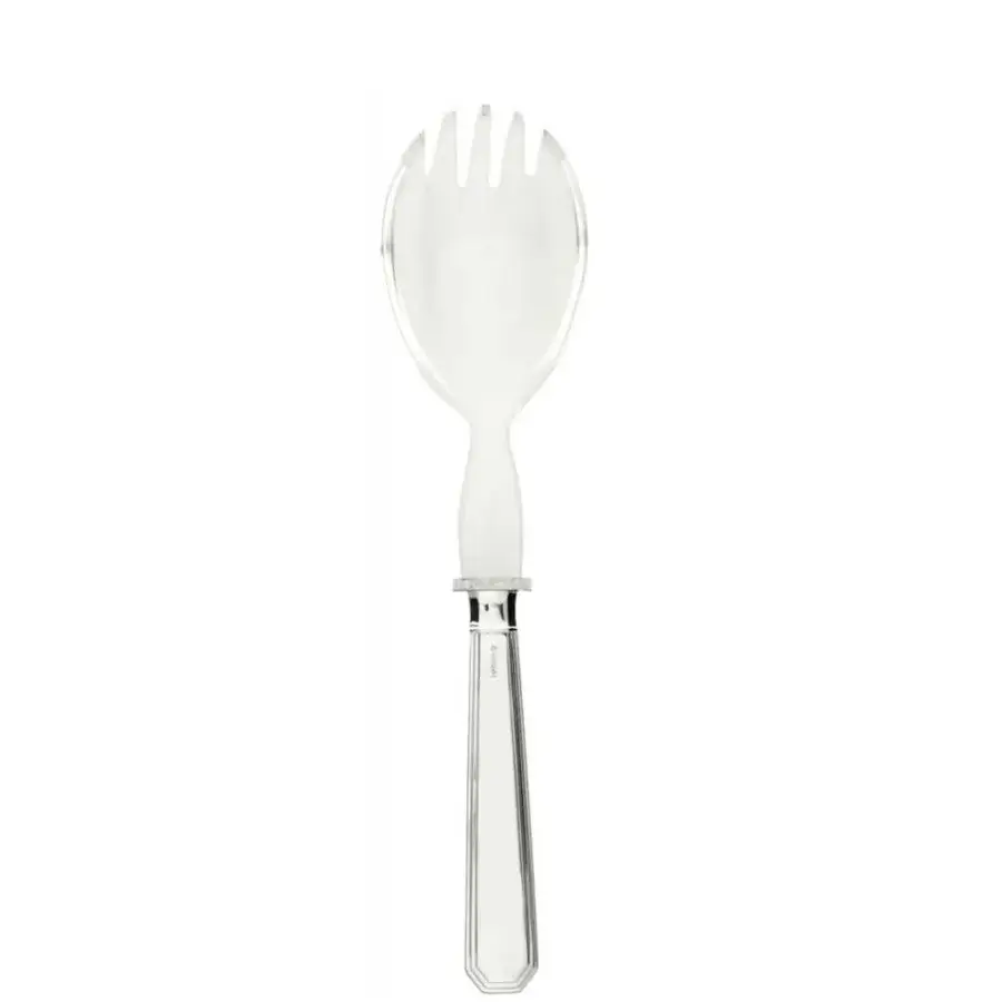 Exceptional Schiavon Ottogonale salad serving cutlery in bright white synthetic material with a glossy finish and textured handle