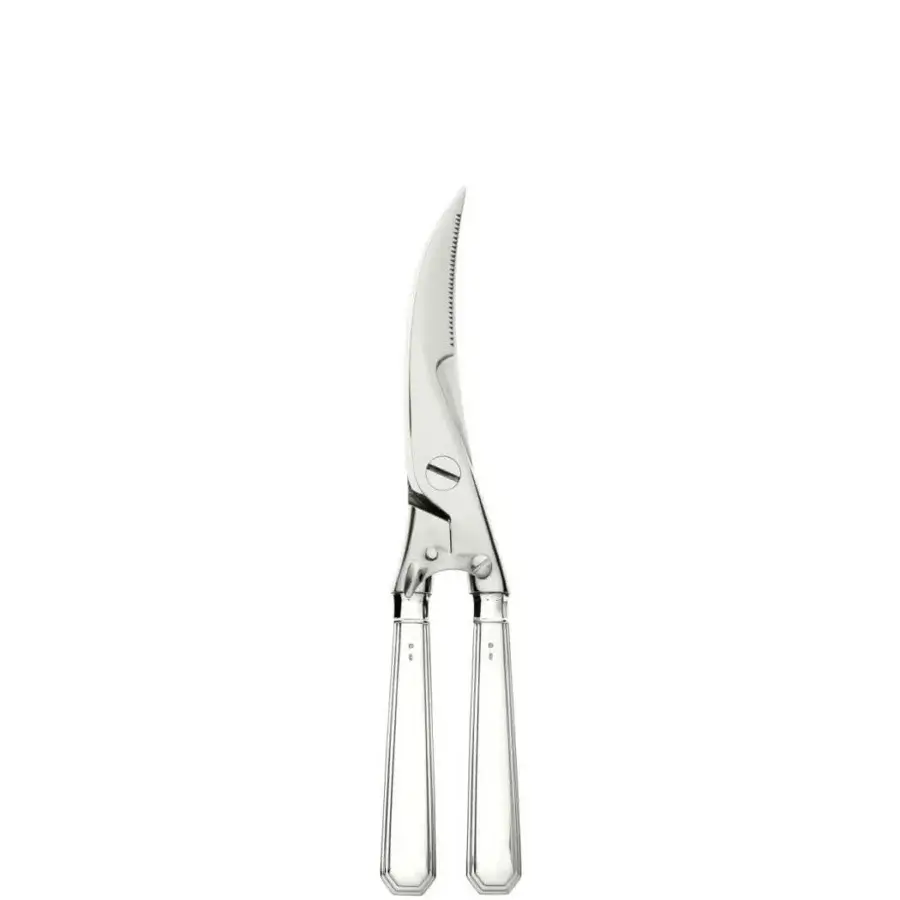 Exceptional Schiavon Ottogonale cutlery set with sleek silver handles and gracefully curved stainless steel blades crafted with eco-friendly resins and polished finish